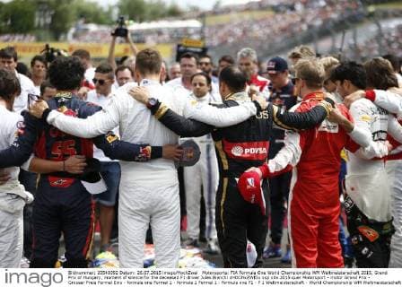 Motorsports: FIA Formula One World Championship WM Weltmeisterschaft 2015, Grand Prix of Hungary, moment of silence for the deceased F1 driver Jules Bianchi xHOCHxZWEIx