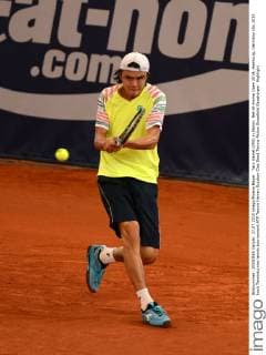 Taro Daniel (JPN) in Aktion. Bet-At-Home Open 2014, Hamburg, Germany