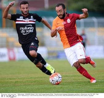 Friendly match between Galatasaray and Nice in Slovenia on July 28, 2015. Final Score: Galatasaray 0 - Nice 4 Pictured:Olcan Adin (R) of Galatasaray and of Nice. 