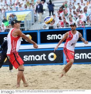 2015 CEV A1 Beachvolleyball Europameisterschaft. Alexander Horst, Clemens Doppler (AUT). Klagenfurt, 29.7.2015.