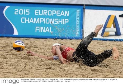 2015 CEV A1 Beachvolleyball Europameisterschaft. Stefanie Schwaiger (AUT). Klagenfurt, 29.7.2015.