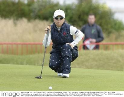 30.07.2015. Turnberry, Scotland. Ricoh Womens British Open Golf Day 1. Mika Miyazato lines up her putt on the 18th xLorrainexHillx  ActionPlus11645056