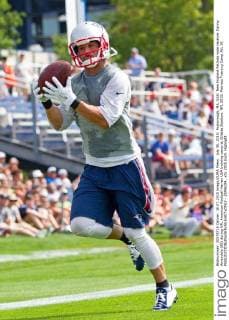 July 30, 2015; Foxborough, MA, USA: New England Patriots wide receiver Danny Amendola (80) during NFL American Football Herren USA training camp at Gillette Stadium. NFL 2015: Patriots Training Camp JUL 30 - ZUMAc04_