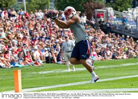 July 30, 2015; Foxborough, MA, USA: New England Patriots wide receiver Brandon Gibson during NFL American Football Herren USA training camp at Gillette Stadium. NFL 2015: Patriots Training Camp JUL 30 - ZUMAc04_
