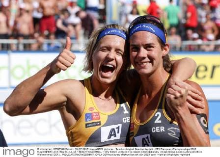 Beach volleyball Beachvolleyball - CEV European Championships 2015 KLAGENFURT,AUSTRIA,31.JUL.15 - BEACH VOLLEYBALL - CEV Beach Volleyball European Championships. Image shows Laura Ludwig and Kira Walkenhorst (GER).. GEPAxpictures xMaticxKlansek