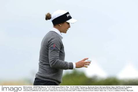 31.07.2015. Turnberry, Scotland. Ricoh Womens British Open Golf Round 2. Azahara Munoz happy to finish her round , on a cool day on the course. xLorrainexHillx  ActionPlus11645339