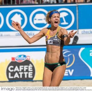 31.07.2015, Strandbad, Klagenfurt, AUT, A1 Beachvolleyball EM 2015, im Bild Laura Ludwig 1 GER during of the A1 Beachvolleyball European Championship EM Europameisterschaft at the Strandbad Klagenfurt, Austria on 2015 07 31.  EX_STE  