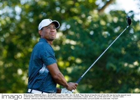July 31 2015: Tiger Woods drives the ball off the 14th tee during the second round of the Quicken Loans National at Robert Trent Jones Golf Course in Gainesville, Virginia. GOLF: JUL 31 PGA Golf Herren - Quicken Loans National - Second Round Icon150731000 EDITORIAL USE ONLY