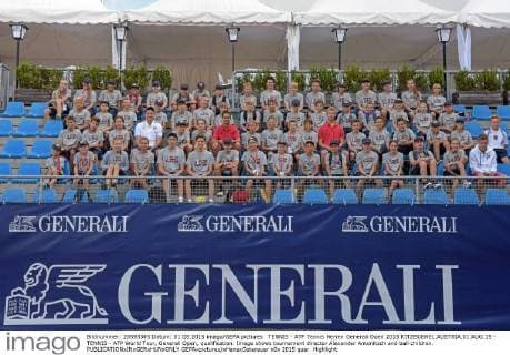 TENNIS - ATP Tennis Herren Generali Open 2015 KITZBUEHEL,AUSTRIA,01.AUG.15 - TENNIS - ATP World Tour, Generali Open, qualification. Image shows tournament director Alexander Antonitsch and ball children. GEPAxpictures xHansxOsterauer