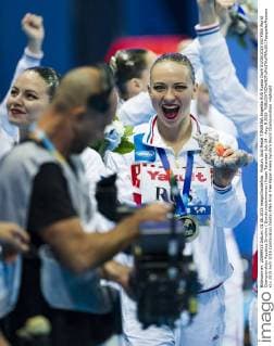 Podium Gold Medal TIMANINA Angelika RUS Russia Day9 01 08 2015 XVI FINA World Championships Aquatics Synchro ( Synchronschwimmen) Kazan Tatarstan July 24 - Aug. 9 2015 PasqualexMesiano