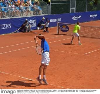 TENNIS - ATP Tennis Herren Generali Open 2015 KITZBUEHEL,AUSTRIA,03.AUG.15 - TENNIS - ATP World Tour, Generali Open. Image shows Alexander Erler (AUT) and Philipp Kohlschreiber (GER). GEPAxpictures xHansxOsterauer