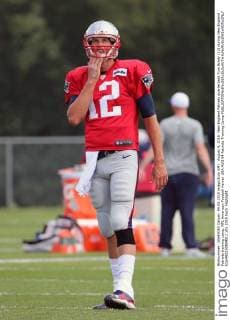 August 4, 2015: New England Patriots quarterback Tom Brady (12) during New England Patriots training camp. NFL American Football Herren USA AUG 04 Patriots Training Camp Icon482150804011 EDITORIAL USE ONLY