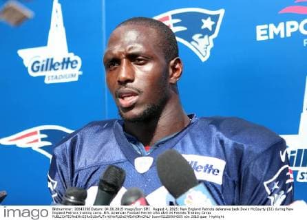 August 4, 2015: New England Patriots defensive back Devin McCourty (32) during New England Patriots training camp. NFL American Football Herren USA AUG 04 Patriots Training Camp Icon482150804055 EDITORIAL USE ONLY