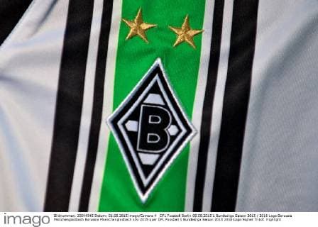 DFL Fussball Berlin 05.08.2015 1 Bundesliga Saison 2015 2016 Logo Borussia Mönchengladbach Borussia Moenchengladbach