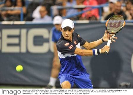 Aug. 4, 2015 - Washington, D.C, U.S - KEI NISHIKORI of Japan plays against James Duckworth of Australia at Day 2 of the Citi Open at the Rock Creek Tennis Center in Washington, D.C. Kei Nishikori at the 2015 Citi Open in Washington D.C. - ZUMAg196