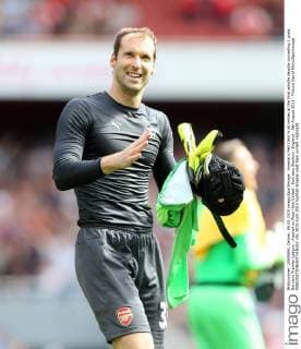 Arsenal s Petr Cech is all smiles at the final whistle despite conceding 2 goals Barclays Premier League - Arsenal vs West Ham United - Emirates Stadium -England - 9th August 2015 - Picture David Klein Sportimage EDITORIAL USE ONLY. No use with unauthorised audio, video, data, fixture lists, club league logos or live services. Online in-match use limited to 120 images, no video emulation. No use in betting, games or single club league player publications.