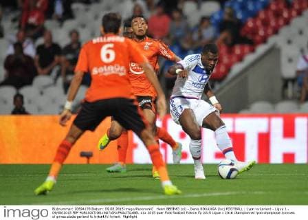 Henri BEDIMO (ol) - Denis BOUANGA (lor) FOOTBALL : Lyon vs Lorient - Ligue 1 - 09 08 2015 FEP 