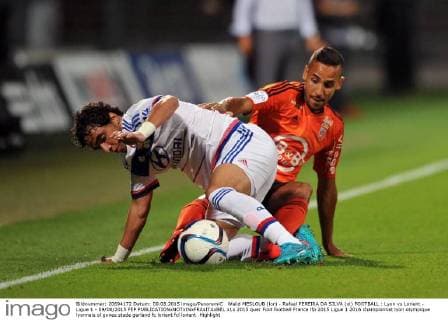 Walid MESLOUB (lor) - Rafael PEREIRA DA SILVA (ol) FOOTBALL : Lyon vs Lorient - Ligue 1 - 09 08 2015 FEP 