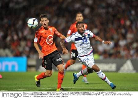 ALEXANDRE LACAZETTE (ol) - Vincent LE GOFF (lor) FOOTBALL : Lyon vs Lorient - Ligue 1 - 09 08 2015 FEP 