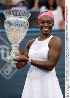 Aug. 9, 2015 - Washington Dc, United States - SLOANE STEPHENS of the United States poses with her trophy after winning the Citi Open tennis tournament in Washington DC on Sunday August 9 2015 Tennis 2015 - Citi Open - Day 7 - ZUMAl132
