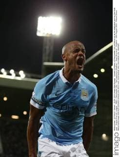 Vincent Kompany of Manchester City screams out as he celebrates scoring the third goal - English Premier League - WBA v Manchester City - The Hawthorns Stadium - West Bromwich - England - 10th August 2015 - Picture Simon Bellis Sportimage EDITORIAL USE ONLY. No use with unauthorised audio, video, data, fixture lists, club league logos or live services. Online in-match use limited to 120 images, no video emulation. No use in betting, games or single club league player publications.