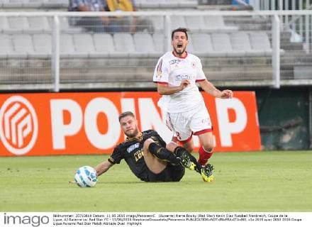 (Auxerre) Pierre Bouby (Red Star) Kevin Diaz Fussball Frankreich, Coupe de la Ligue, AJ Auxerre vs. Red Star FC - 11 08 2015 StephanieGrossetete Panoramic 