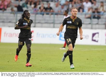 (Auxerre) Gaetan Courtet Fussball Frankreich, Coupe de la Ligue, AJ Auxerre vs. Red Star FC - 11 08 2015 StephanieGrossetete Panoramic 