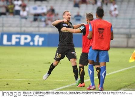 (Auxerre) Gaetan Courtet Fussball Frankreich, Coupe de la Ligue, AJ Auxerre vs. Red Star FC - 11 08 2015 StephanieGrossetete Panoramic 