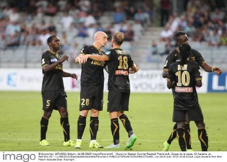 (Auxerre) Gaetan Courtet Fussball Frankreich, Coupe de la Ligue, AJ Auxerre vs. Red Star FC - 11 08 2015 StephanieGrossetete Panoramic 