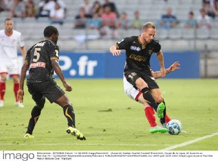 (Auxerre) Gaetan Courtet Fussball Frankreich, Coupe de la Ligue, AJ Auxerre vs. Red Star FC - 11 08 2015 StephanieGrossetete Panoramic 