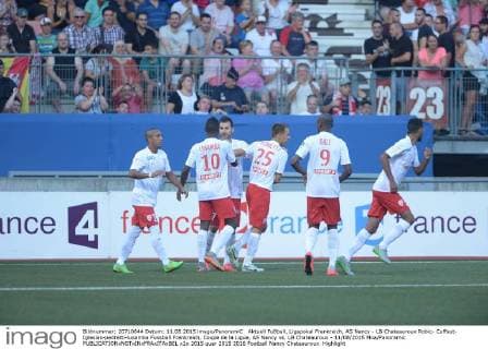 Aktuell Fußball, Ligapokal Frankreich, AS Nancy - LB Chateauroux Robic- Cuffaut- Iglesias-pedretti-lusamba Fussball Frankreich, Coupe de la Ligue, AS Nancy vs. LB Chateauroux - 11 08 2015 Moa Panoramic 
