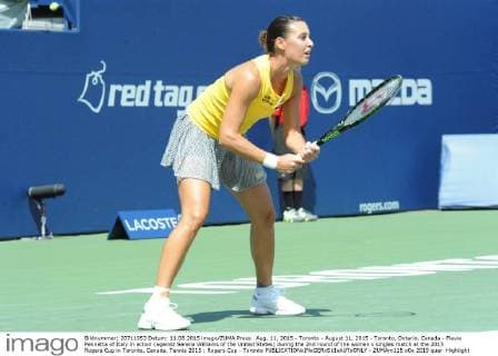 Aug. 11, 2015 - Toronto - August 11, 2015 - Toronto, Ontario, Canada - Flavia Pennetta of Italy in action (against Serena Williams of the United States) during the 2nd round of the women s singles match at the 2015 Rogers Cup in Toronto, Canada. Tennis 2015 : Rogers Cup - Toronto - ZUMAm115