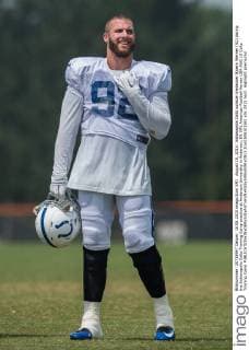 August 10, 2015: Indianapolis Colts outside linebacker Bjoern Werner (92) during the Indianapolis Colts Training Camp practice at Anderson University in Anderson, IN. NFL American Football Herren USA AUG 10 Colts Training Camp Icon1508101581 EDITORIAL USE ONLY