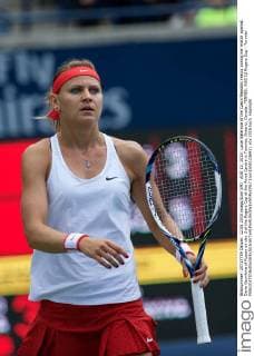AUG 12, 2015: Lucie Safarova of the Czech Republic reacts during her match against Daria Gavrilova of Russia on day 3 of the Rogers Cup at the Aviva Centre in Toronto, Ontario, Canada. TENNIS: AUG 12 Rogers Cup - Toronto Icon15081236931 EDITORIAL USE ONLY
