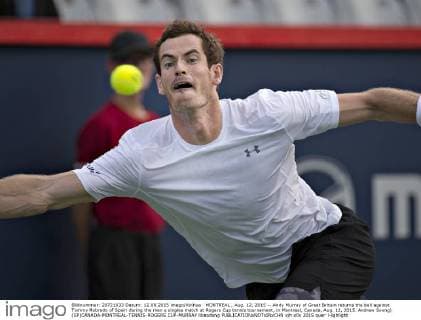 MONTREAL , Aug. 12, 2015 -- Andy Murray of Great Britain returns the ball against Tommy Robredo of Spain during the men s singles match at Rogers Cup tennis tournament, in Montreal, Canada, Aug. 12, 2015. Andrew Soong) (SP)CANADA-MONTREAL-TENNIS-ROGERS CUP-MURRAY libaodong 