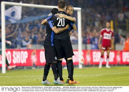 - BRUGGE, BELGIUM: Club s Hans Vanaken and Club s Rudy Ruud Vormer celebrate after scoring during the Jupiler Pro League match between Club Brugge KV and KV Kortrijk, in Brugge, Friday 14 August 2015, on the 4rth day of the Belgian soccer championship. KRISTOFxVANxACCOM x04680528x