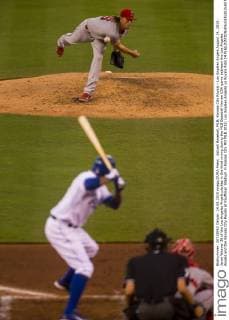 Aktuell Baseball, MLB, Kansas City Royals - Los Angeles Angels August 14, 2015: Jered Weaver 36 of the Los Angeles Angels pitches in the third inning during the MLB Baseball Herren USA game between the Los Angeles Angels and the Kansas City Royals at Kauffman Stadium in Kansas City MO MLB 2015: Los Angeles Angelss vs Royals AUG 14 - ZUMAc04_