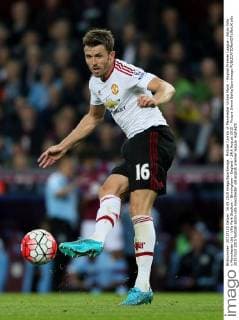 Michael Carrick of Manchester United ManU - English Premier League - Aston Villa v Manchester Utd - Villa Park Stadium - Birmingham - England - 14th August 2015 - Picture Simon Bellis Sportimage EDITORIAL USE ONLY. No use with unauthorised audio, video, data, fixture lists, club league logos or live services. Online in-match use limited to 120 images, no video emulation. No use in betting, games or single club league player publications.