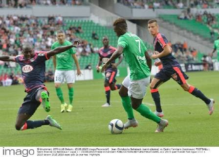 Jean Christophe Bahebeck (saint etienne) vs Cedric Yambere (bordeaux) FOOTBALL : Saint Etienne vs Bordeaux - Ligue 1 - 15 08 2015 FredericChambert 