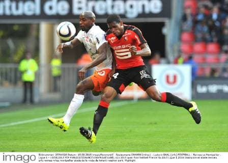 Souleymane CAMARA (mhsc) - Ludovic BAAL (srfc) FOOTBALL : Rennes vs Montpellier - Ligue 1 - 15 08 2015 FEP 