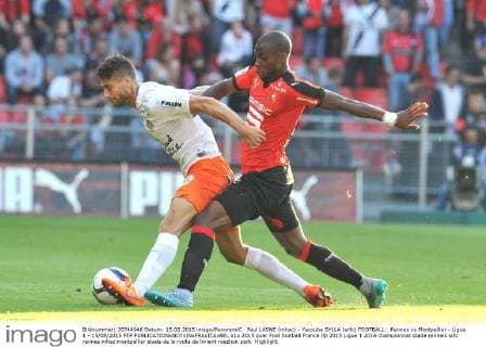 Paul LASNE (mhsc) - Yacouba SYLLA (srfc) FOOTBALL : Rennes vs Montpellier - Ligue 1 - 15 08 2015 FEP 