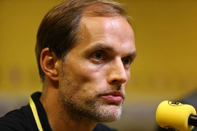 Samstag 15.08.2015, Saison 2015 2016, 1. Bundesliga, 1. Spieltag im Dortmunder Signal Iduna Park, BVB Borussia Dortmund - VfL 1900 Borussia Mönchengladbach, Thomas Tuchel (Trainer, BVB) auf der anschließenden Pressekonferenz