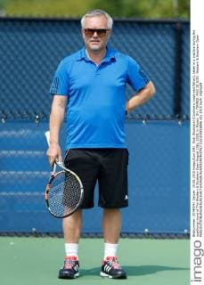 Piotr Wozniacki (Caroline s coach and father), takes in a practice during the qualifying round of The Western & Southern Open August 15th, 2015, in Mason, OH. TENNIS: AUG 15 2015: Western & Southern Open Icon150816006 EDITORIAL USE ONLY