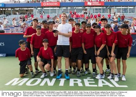 AUG 16, 2015 : Andy Murray of Great Britain defeats Novak Djokovic of Serbia and wins the Rogers Cup in the final round of the Rogers Cup presented by National Bank at the Uniprix Stadium in Montreal, Quebec, Canada. TENNIS: AUG 16 Rogers Cup - Montreal Icon15081666 EDITORIAL USE ONLY