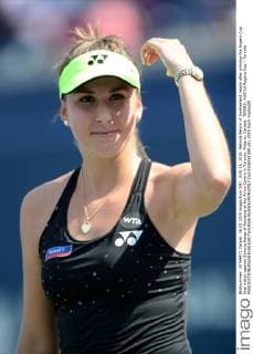 AUG 16, 2015: Belinda Bencic of Switzerland reacts after winning the Rogers Cup final match against Simona Halep of Romania at the Aviva Centre in Toronto, Ontario, Canada. TENNIS: AUG 16 Rogers Cup - Toronto Icon1508161099 EDITORIAL USE ONLY