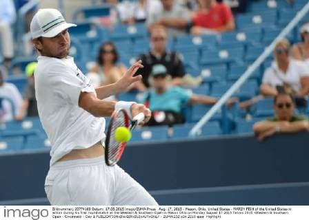 Aug. 17, 2015 - Mason, Ohio, United States - MARDY FISH of the United States in action during his first round match at the Western & Southern Open in Mason Ohio on Monday August 17 2015 Tennis 2015 -Western & Southern Open - Cincinnatti - Day 1 - ZUMAl132