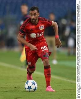 FUSSBALL CHAMPIONS LEAGUE SAISON 2015 2016 QUALIFIKATION Lazio Rom - Bayer 04 Leverkusen 18.08.2015 Karim Bellarabi (Bayer 04 Leverkusen) am Ball 