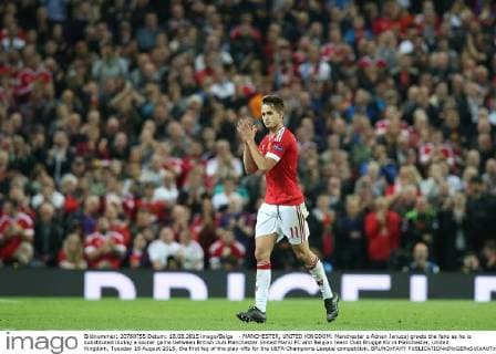 - MANCHESTER, UNITED KINGDOM: Manchester s Adnan Januzaj greets the fans as he is substituted during a soccer game between British club Manchester United ManU FC and Belgian team Club Brugge KV in Manchester, United Kingdom, Tuesday 18 August 2015, the first leg of the play-offs for the UEFA Champions League competition. BRUNOxFAHY  x04682757x