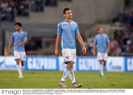 Miroslav Klose Lazio. Roma 18-08-2015 Stadio Olimpico, Football Calcio 2015 2016 Champions League Preliminary Lazio Rom vs. Bayer 04 Leverkusen AntoxBaldassarre