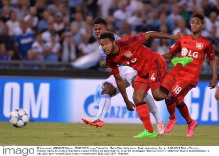Balde Diao Keita Lazio. Goal celebrations. Roma 18-08-2015 Stadio Olimpico, Football Calcio 2015 2016 Champions League Preliminary Lazio Rom vs. Bayer 04 Leverkusen AntoxBaldassarre